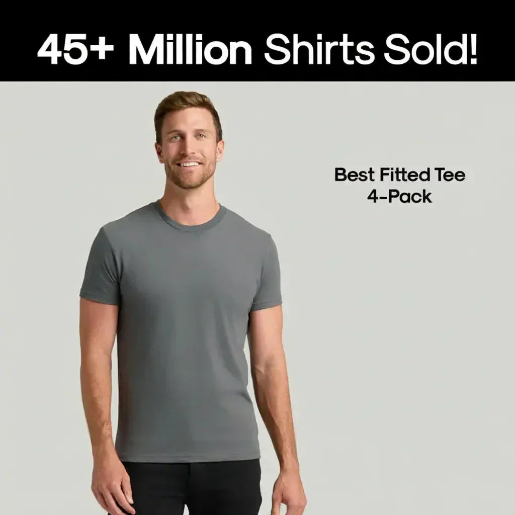 Four-Pack Men's Crew-Neck Tees with Short Sleeves and Clean Fit
