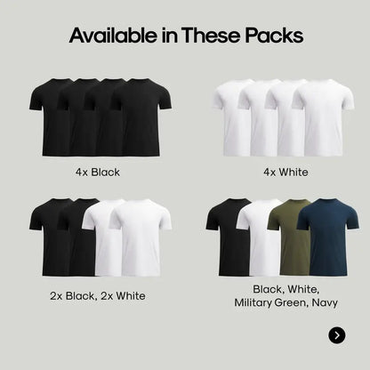 Four-Pack Men's Crew-Neck Tees with Short Sleeves and Clean Fit