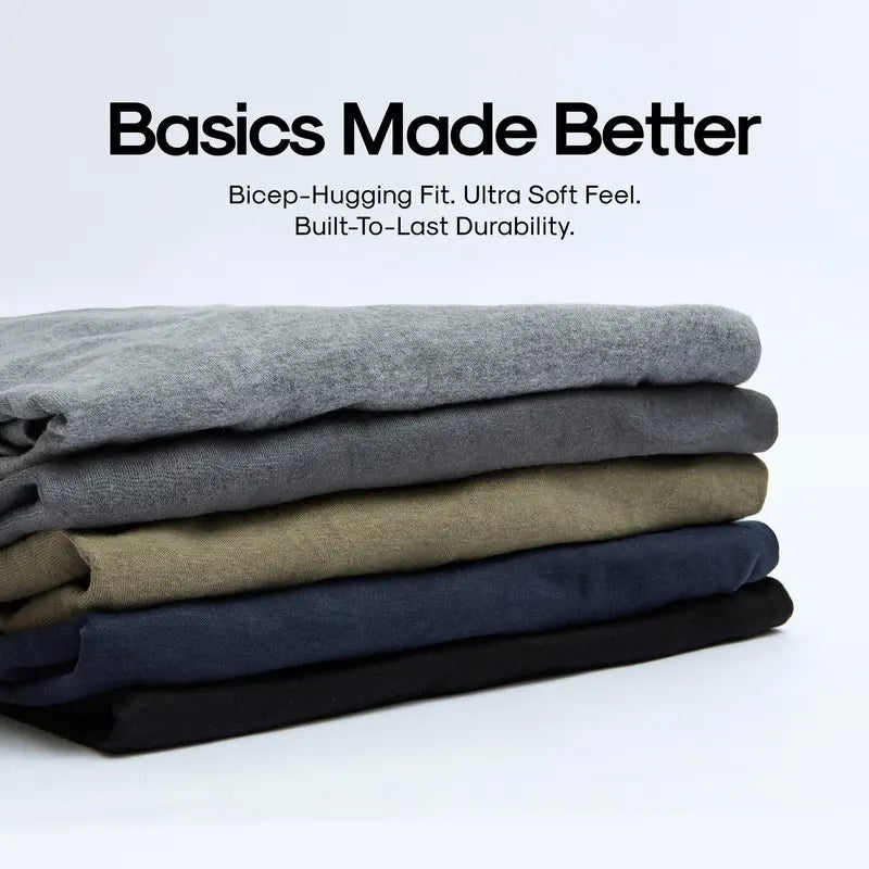 Four-Pack Men's Crew-Neck Tees with Short Sleeves and Clean Fit
