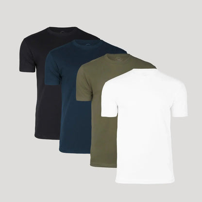 Four-Pack Men's Crew-Neck Tees with Short Sleeves and Clean Fit