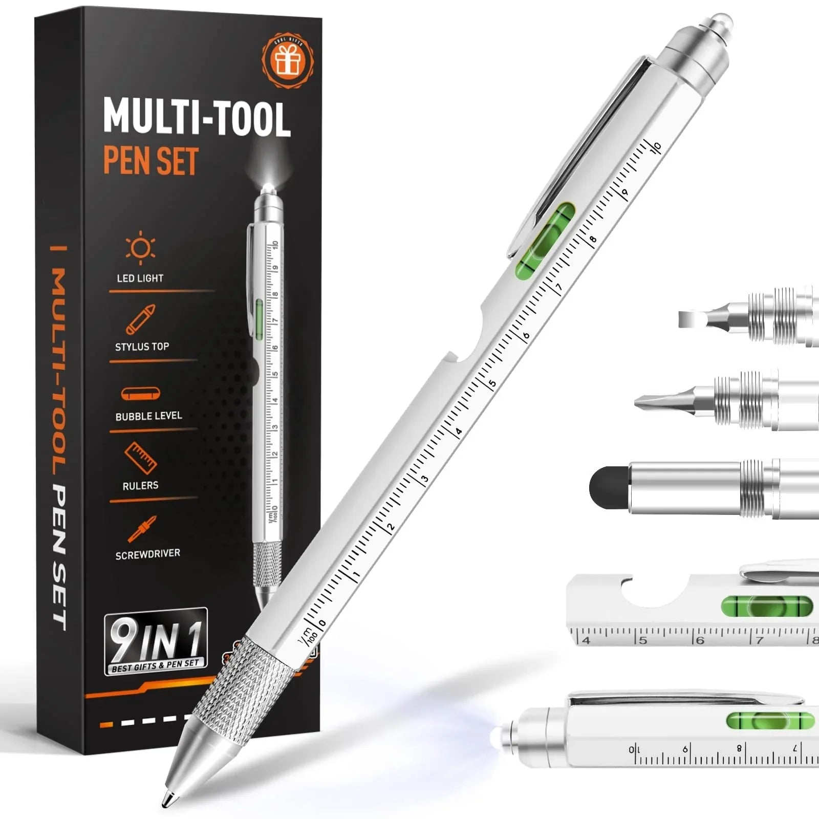 True Scrybe Bolt 9-in-1 Multi-Tool Pen with LED and Stylus