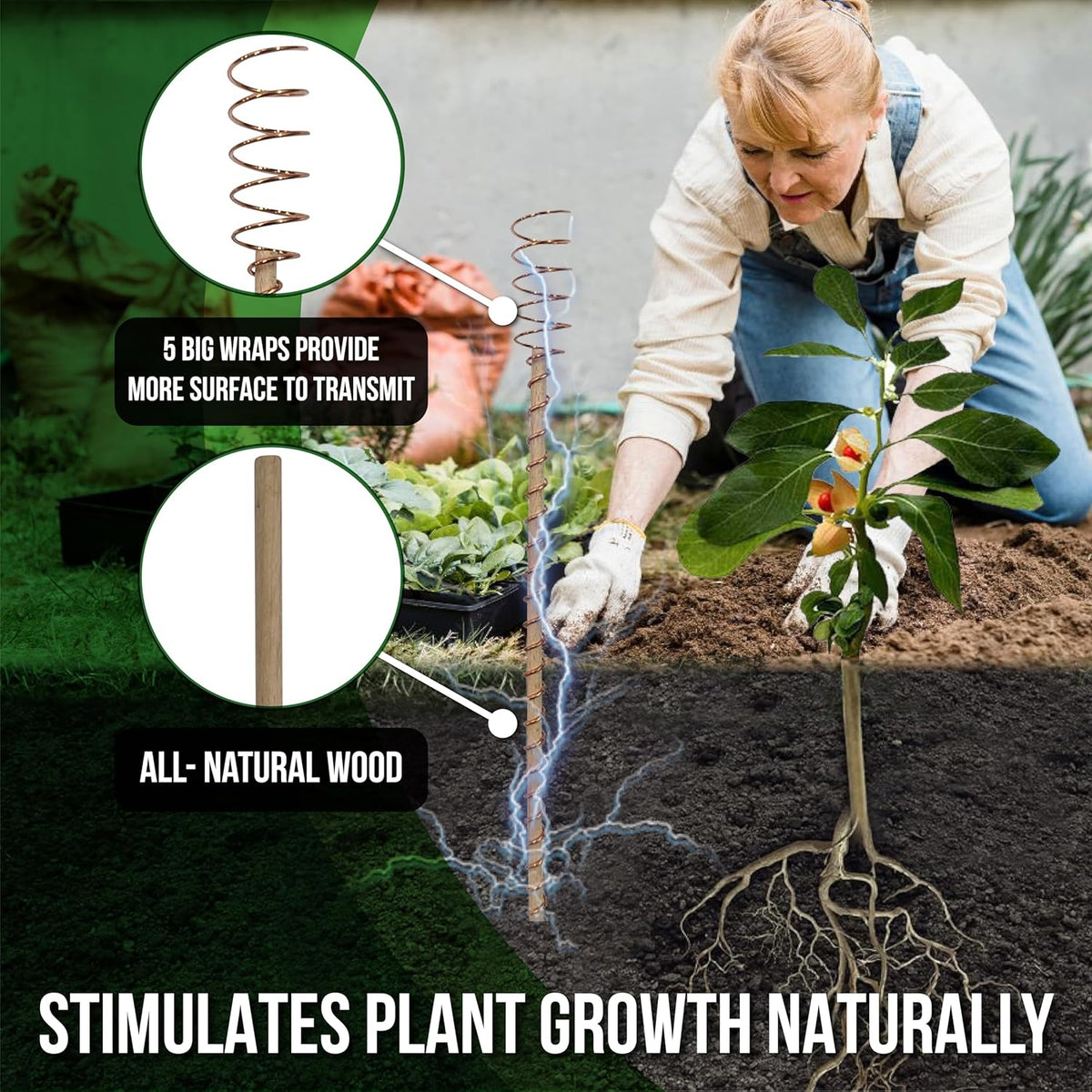 Outdoor Electroculture Plant Stakes 8 Pack – Enhance Plant Growth