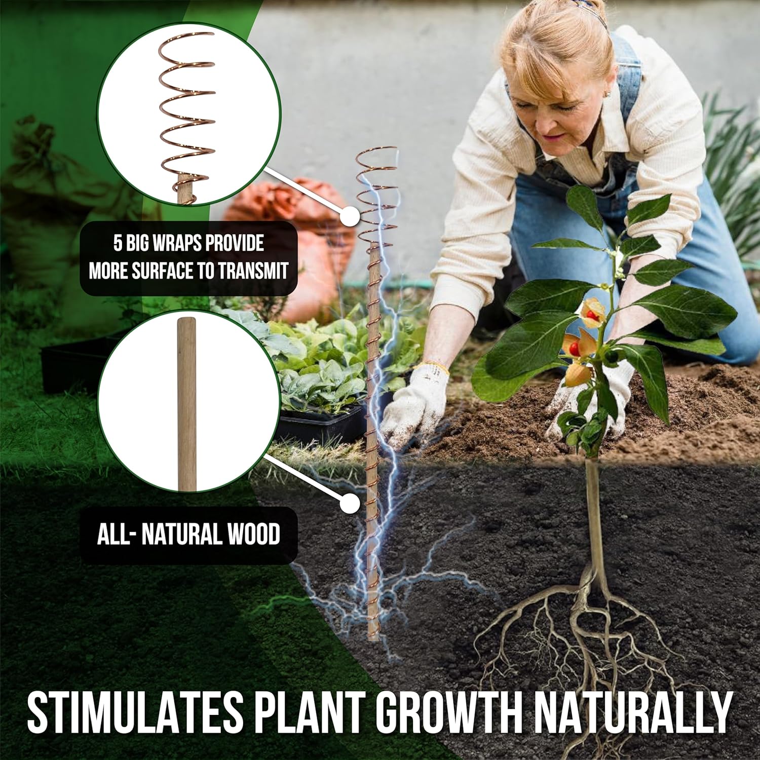 Outdoor Electroculture Plant Stakes 8 Pack – Enhance Plant Growth