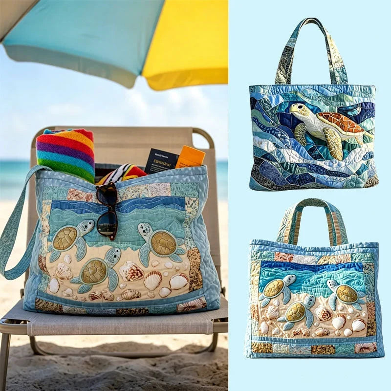 Space-Saving Turtle Haven Quilted Tote Bag for Tidy Storage