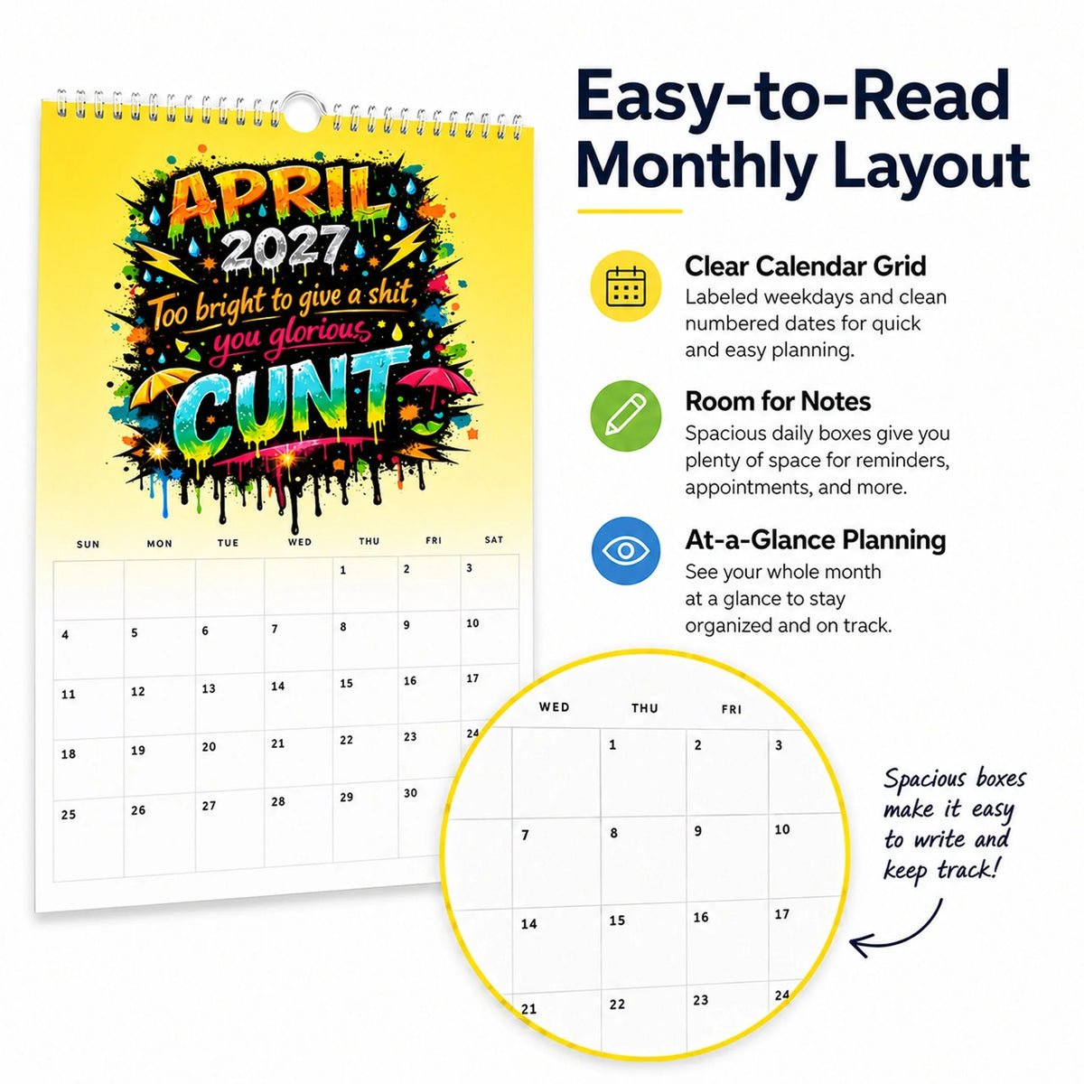 Purpose-Built Year of the Cunt Wall Calendar – Bold Graffiti Humor