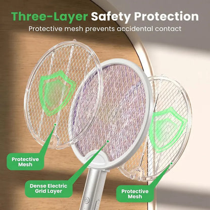 Purpose-Built Foldable Electric Fly Swatter Racket 3000V – USB