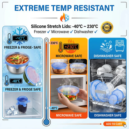Practical Universal Reusable Silicone Lids – 6-Pack Self-Sealing Food