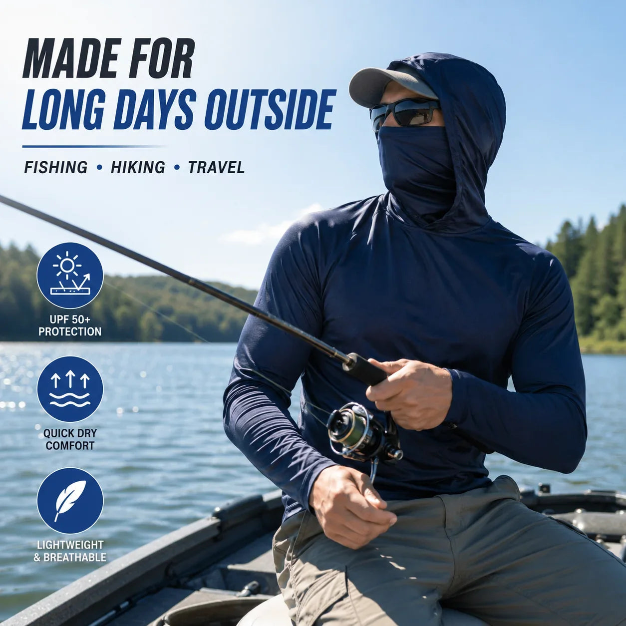 Men's UPF 50+ Quick-Dry Lightweight Active Hoodies, 6-Piece Pack