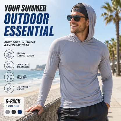Men's UPF 50+ Quick-Dry Lightweight Active Hoodies, 6-Piece Pack