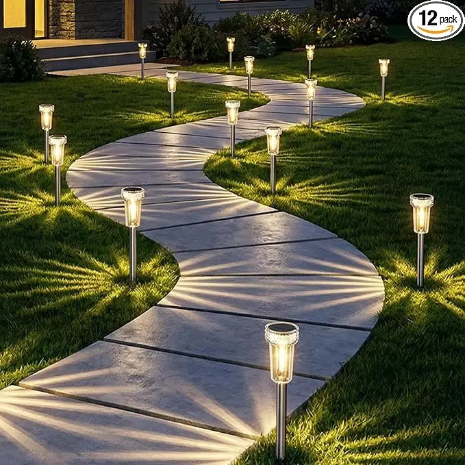 Outdoor Solar Pathway Lights with 360° Starburst Glow