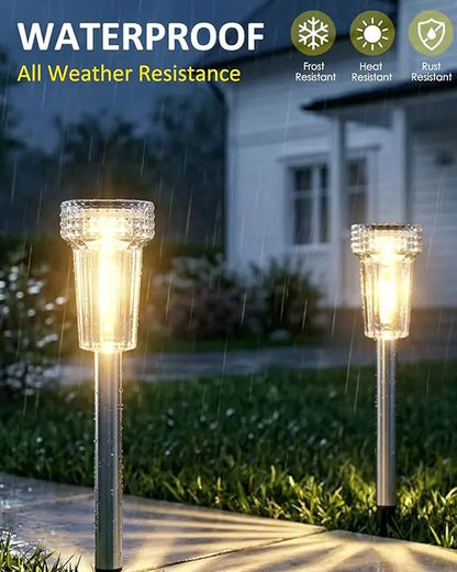 Outdoor Solar Pathway Lights with 360° Starburst Glow