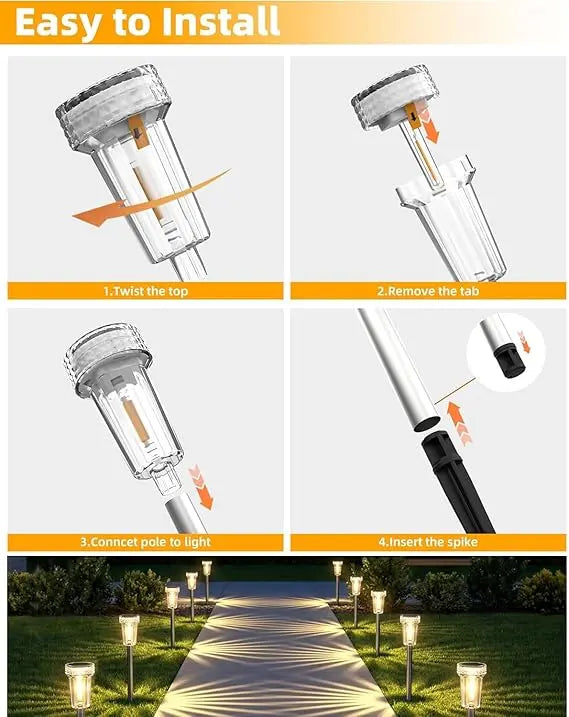 Outdoor Solar Pathway Lights with 360° Starburst Glow