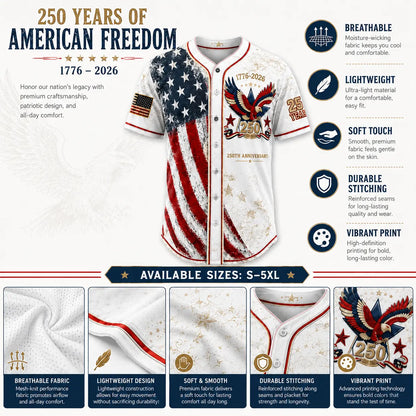 Distinctive USA 250 Years Of dom Baseball Jersey-Patriotic Eagle