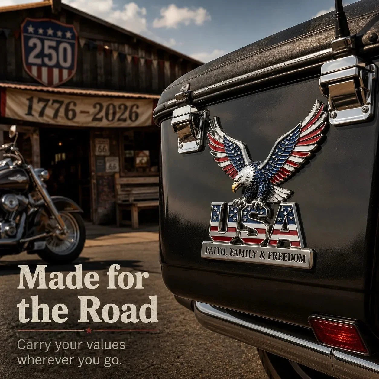 Purpose-Built USA Faith, Family & dom Metal Emblem for Everyday Use