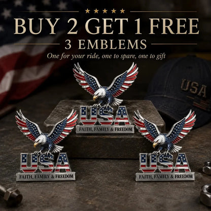 Purpose-Built USA Faith, Family & dom Metal Emblem for Everyday Use