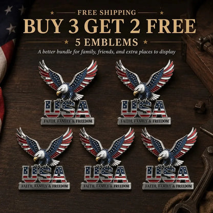 Purpose-Built USA Faith, Family & dom Metal Emblem for Everyday Use