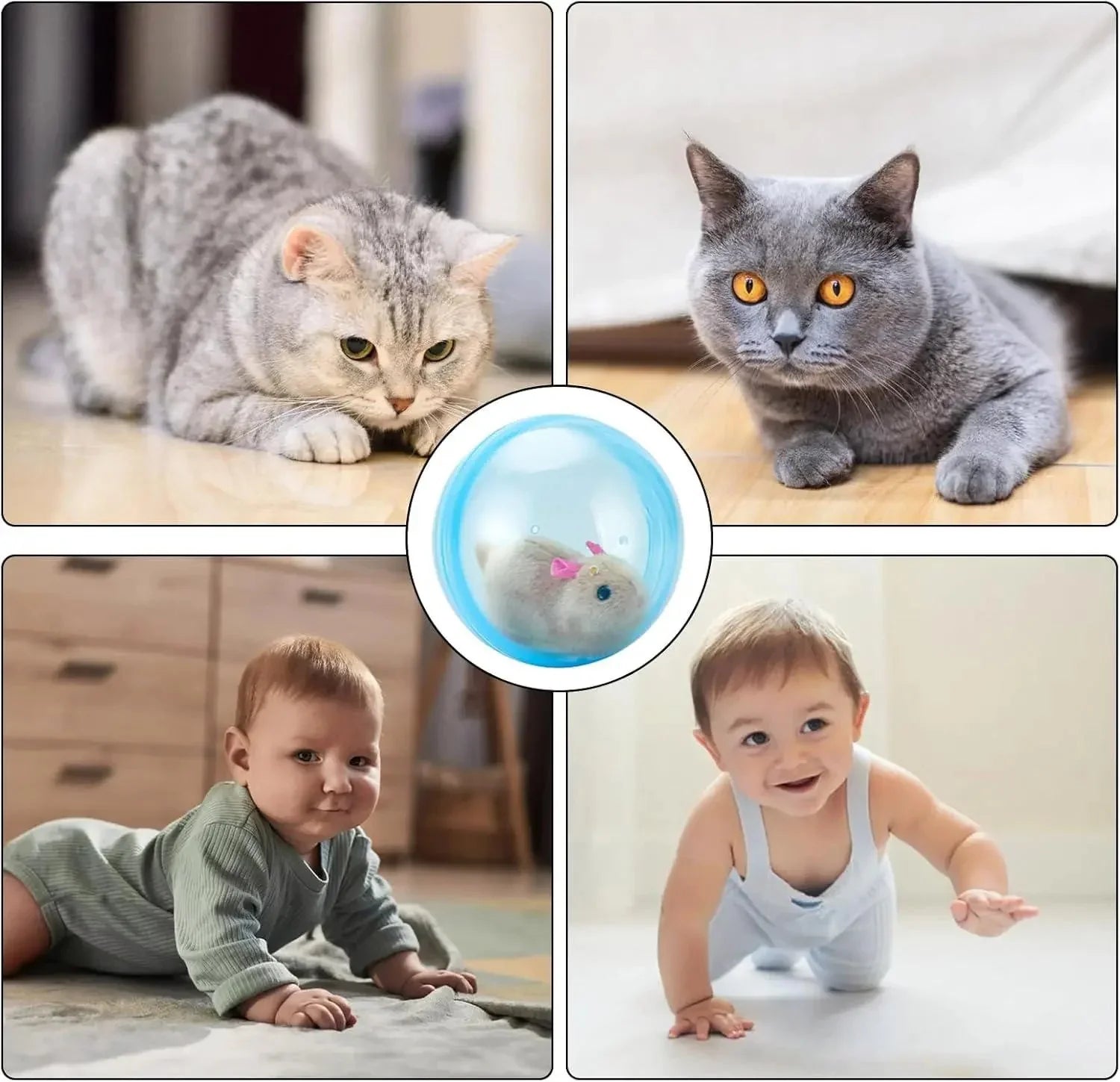Pet-Friendly Auto-Rolling Ball with Mouse Hands- Play for Indoor
