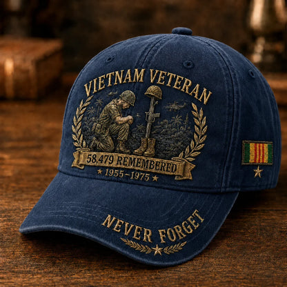Distinctive Vietnam Veteran 58,479 Remembered Cap for Everyday Wear