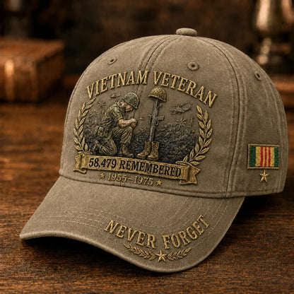 Distinctive Vietnam Veteran 58,479 Remembered Cap for Everyday Wear