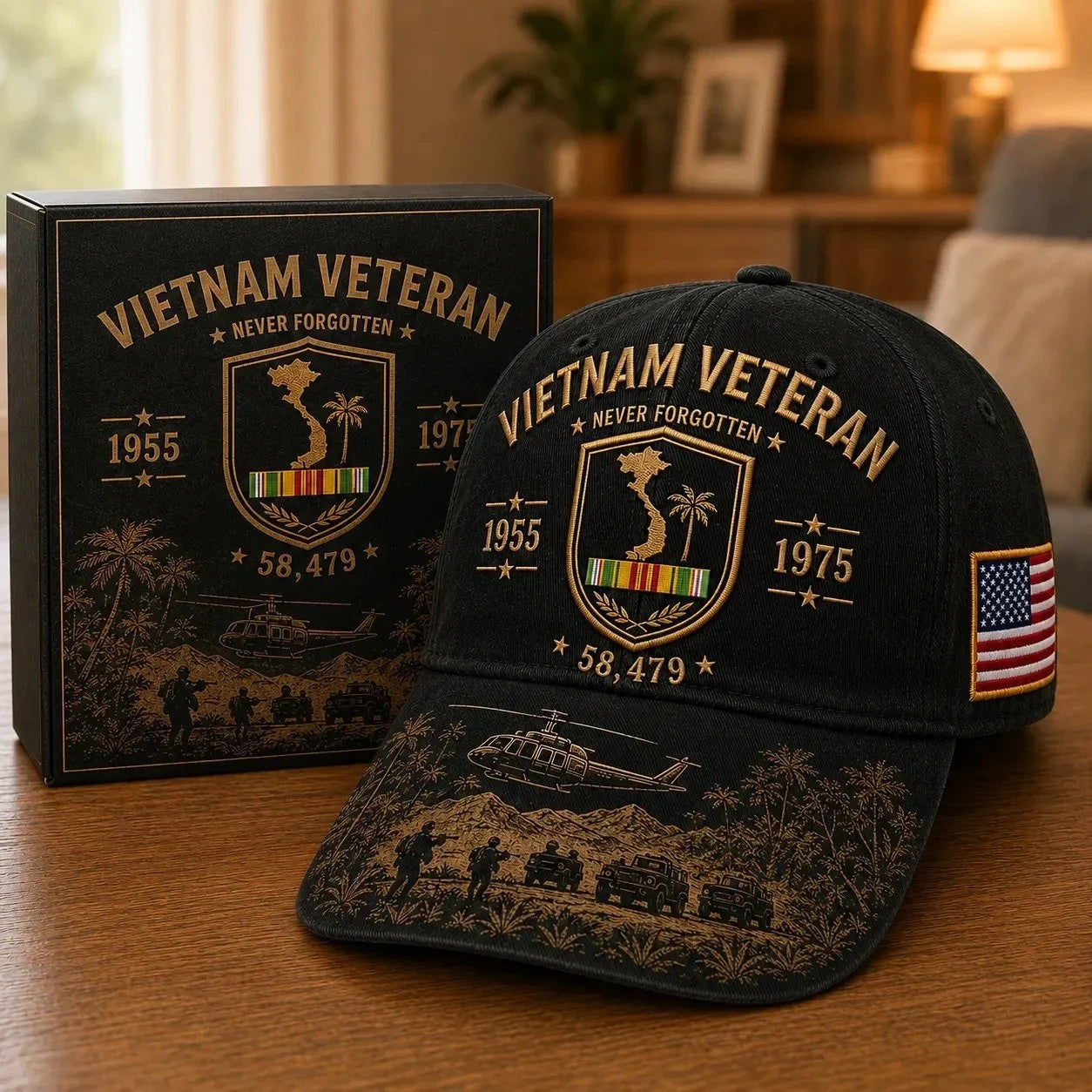 1955–1975 Vietnam Veteran Remembrance Embroidered Cap