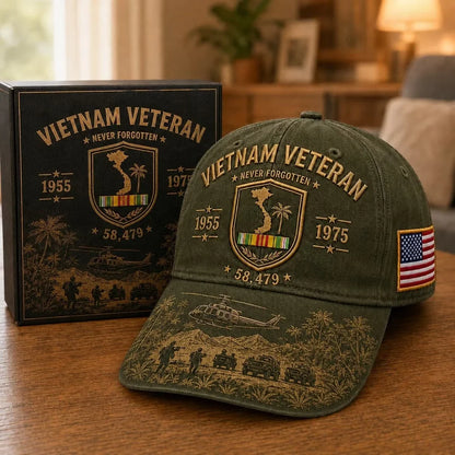 1955–1975 Vietnam Veteran Remembrance Embroidered Cap
