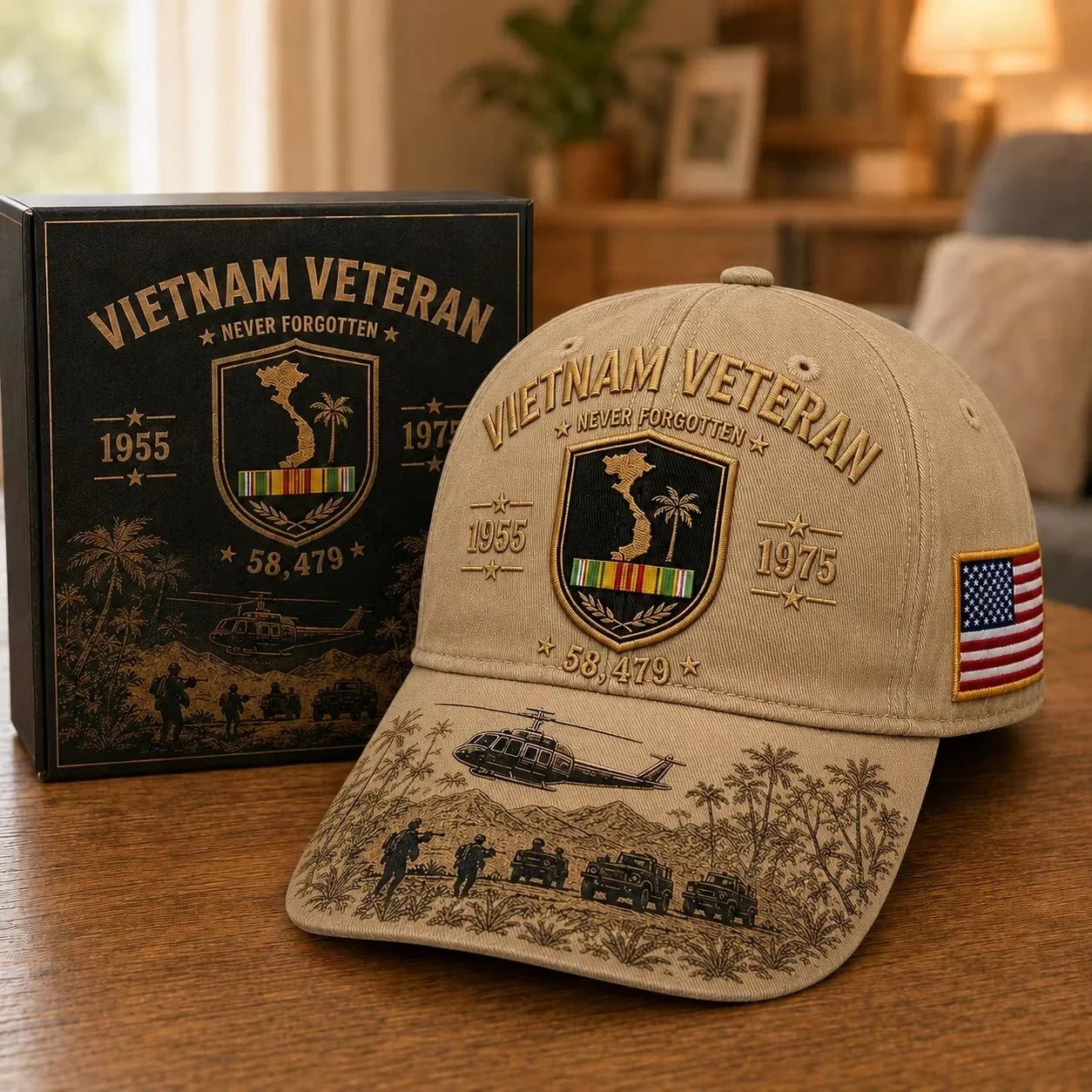 1955–1975 Vietnam Veteran Remembrance Embroidered Cap