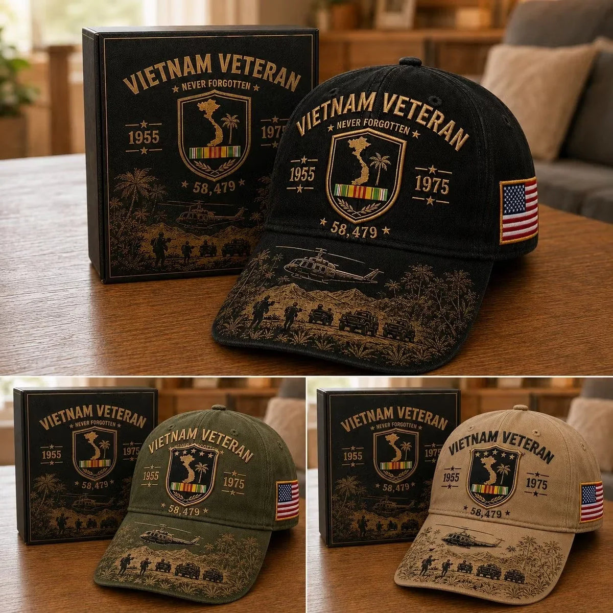 1955–1975 Vietnam Veteran Remembrance Embroidered Cap