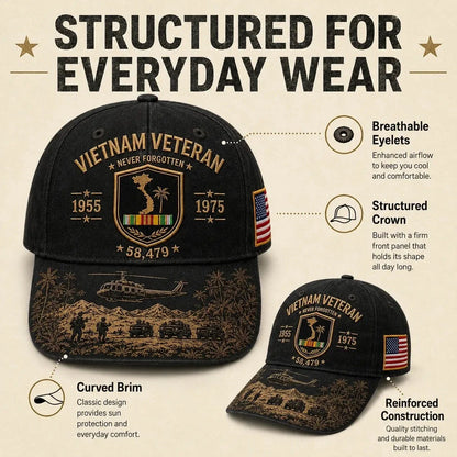 1955–1975 Vietnam Veteran Remembrance Embroidered Cap