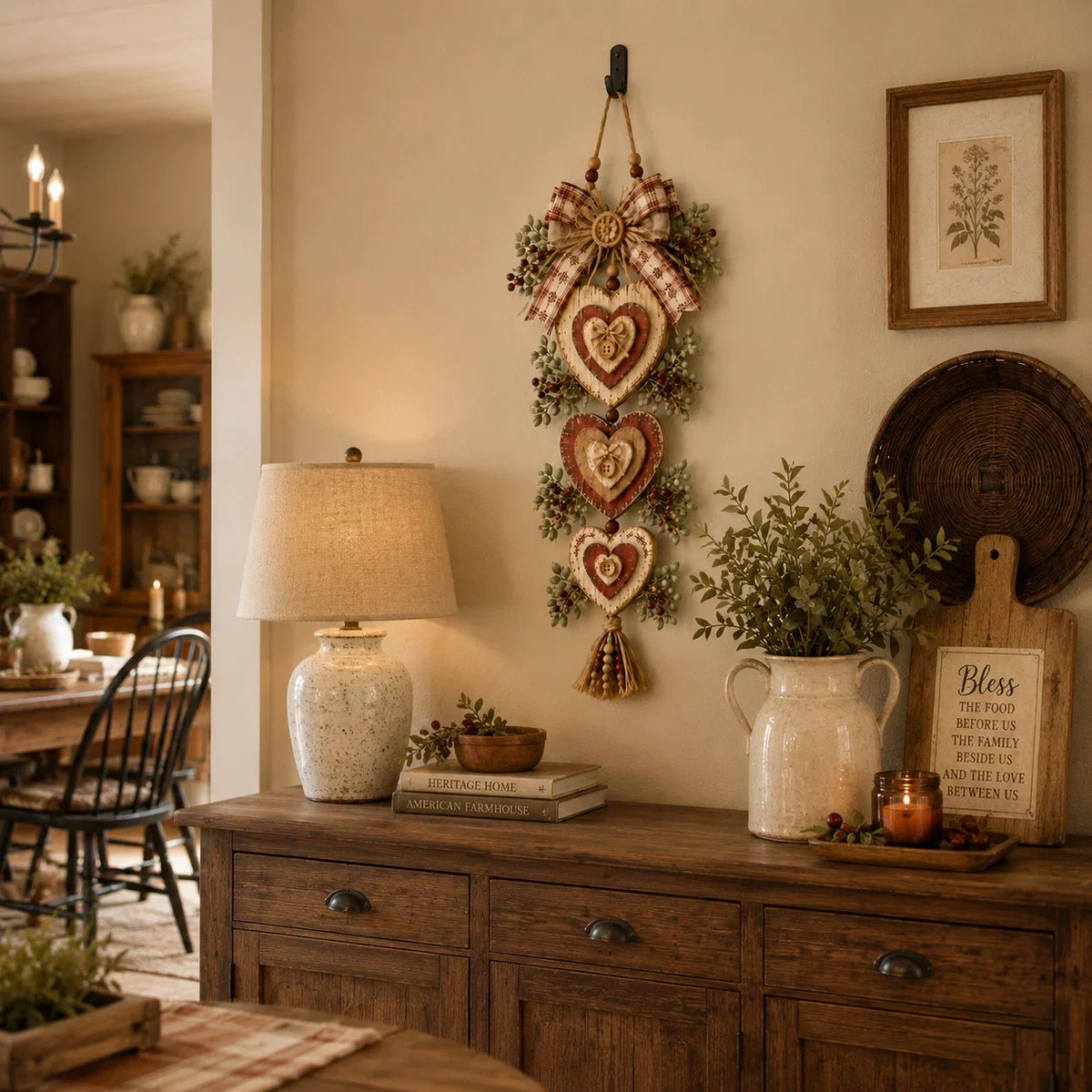 Layered Heart Hanging with Rustic Farmhouse Character