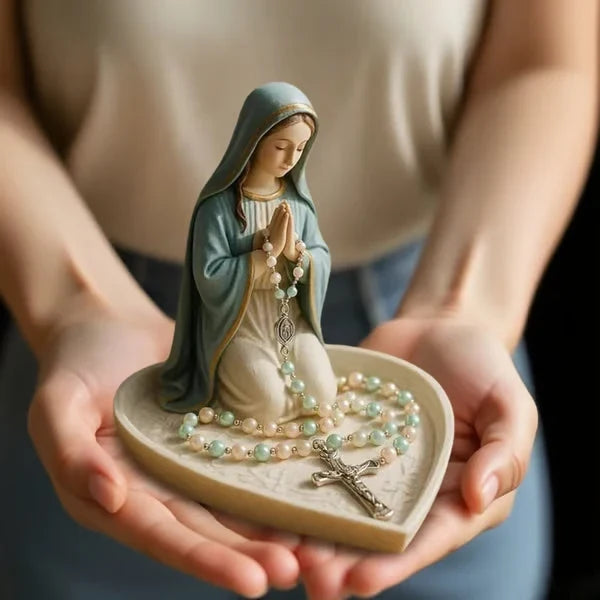 Handcrafted Virgin Mary Rosary Holder for Faithful Display