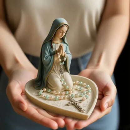 Handcrafted Virgin Mary Rosary Holder for Faithful Display