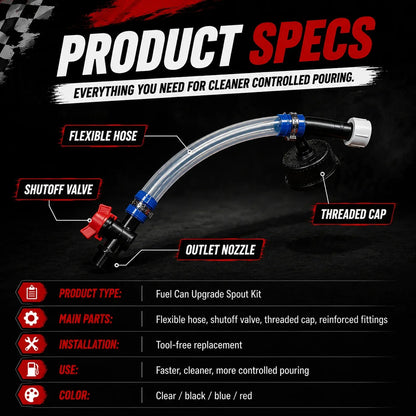 No-Spill Spout Upgrade Kit for Racing Fuel Jugs