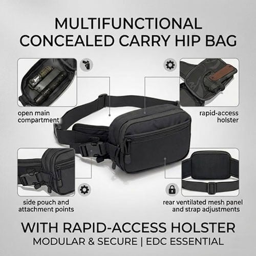 1000D Nylon Tactical Hip Bag with Concealed Rapid-Access Pocket