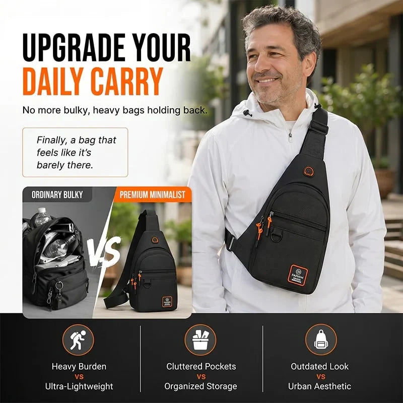 Space-Saving Waterproof Multi-pocket Crossbody Sling