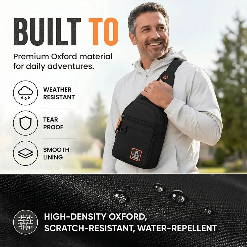 Space-Saving Waterproof Multi-pocket Crossbody Sling