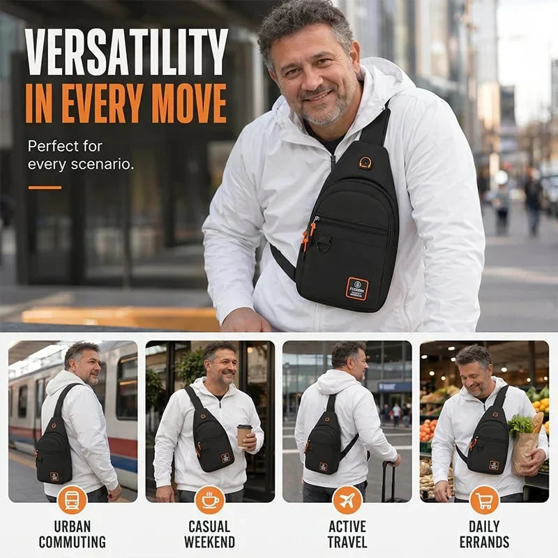 Space-Saving Waterproof Multi-pocket Crossbody Sling