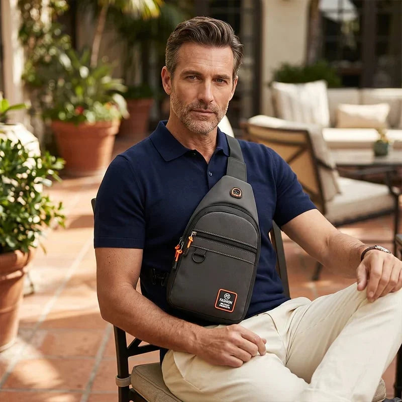 Space-Saving Waterproof Multi-pocket Crossbody Sling