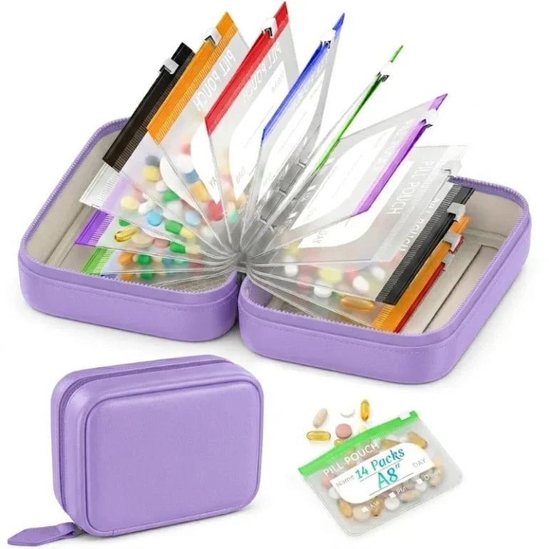 Space-Saving Waterproof Pill Pouch Set – Large Weekly Travel Medicine
