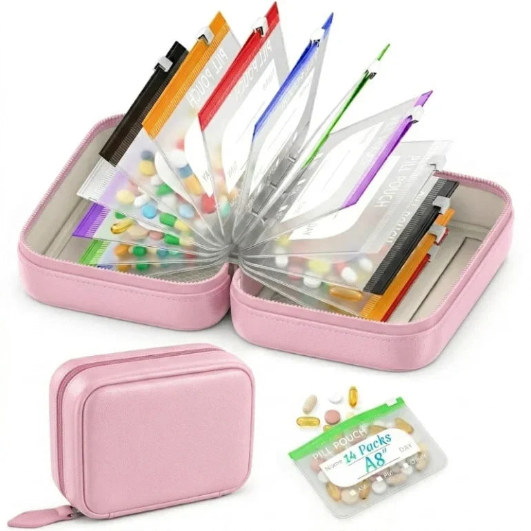 Space-Saving Waterproof Pill Pouch Set – Large Weekly Travel Medicine