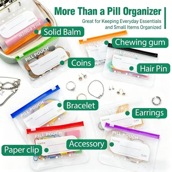Space-Saving Waterproof Pill Pouch Set – Large Weekly Travel Medicine