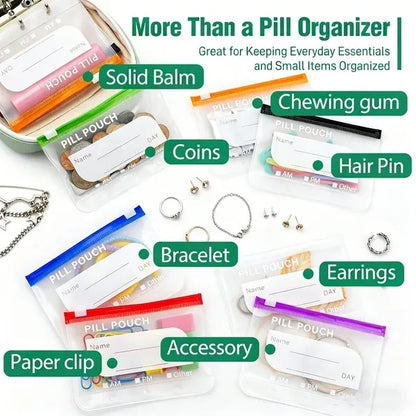 Space-Saving Waterproof Pill Pouch Set – Large Weekly Travel Medicine