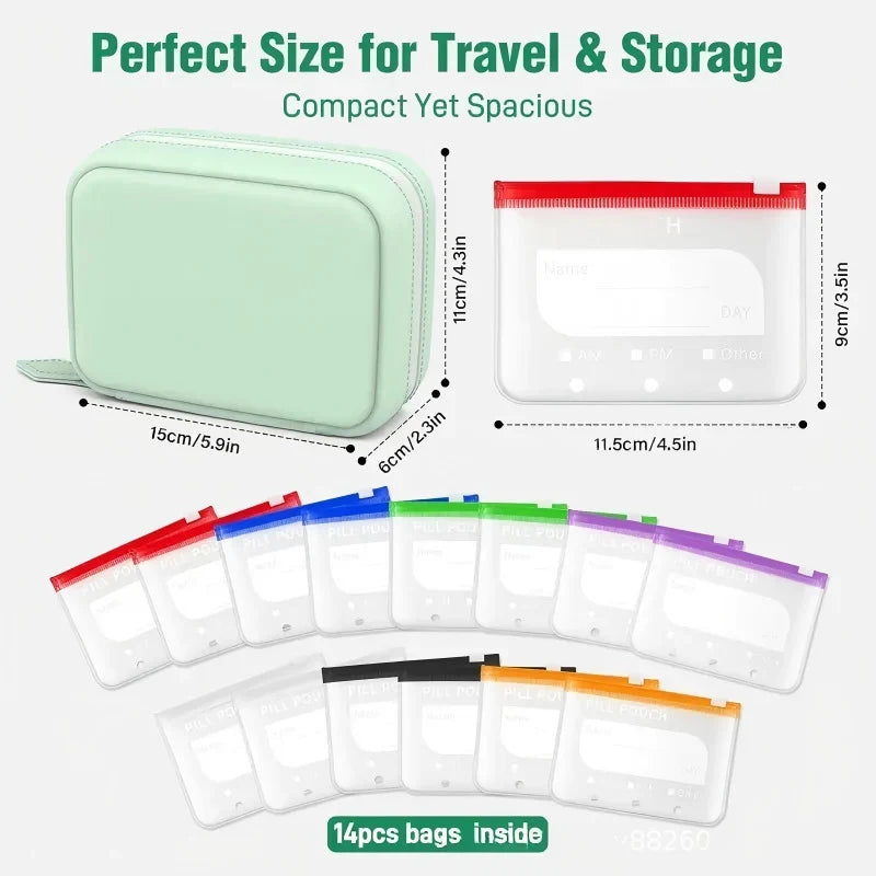 Space-Saving Waterproof Pill Pouch Set – Large Weekly Travel Medicine