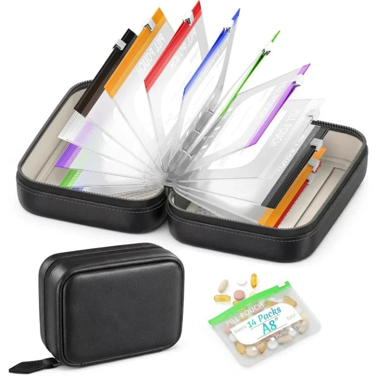 Space-Saving Waterproof Pill Pouch Set – Large Weekly Travel Medicine