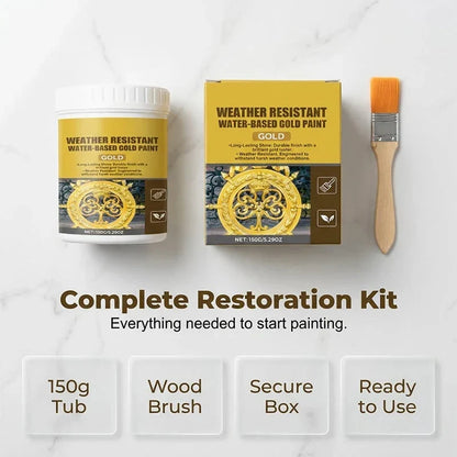 Weather-Resistant Water-Based Gold Paint for Indoor-Outdoor Details