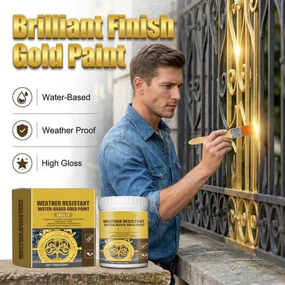 Weather-Resistant Water-Based Gold Paint for Indoor-Outdoor Details