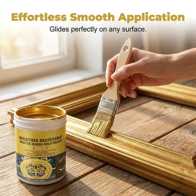 Weather-Resistant Water-Based Gold Paint for Indoor-Outdoor Details