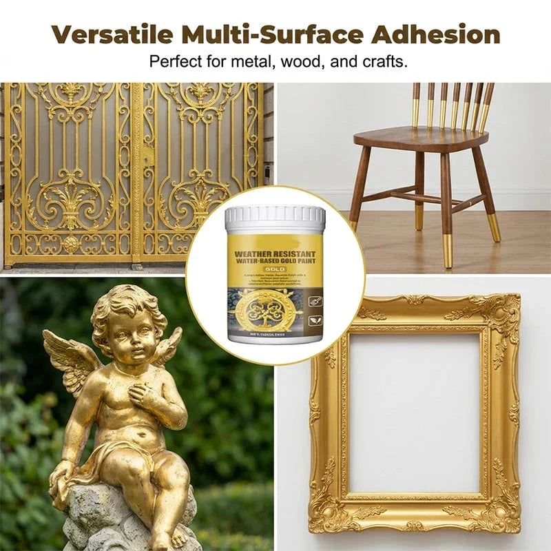 Weather-Resistant Water-Based Gold Paint for Indoor-Outdoor Details