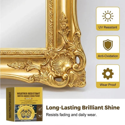 Weather-Resistant Water-Based Gold Paint for Indoor-Outdoor Details