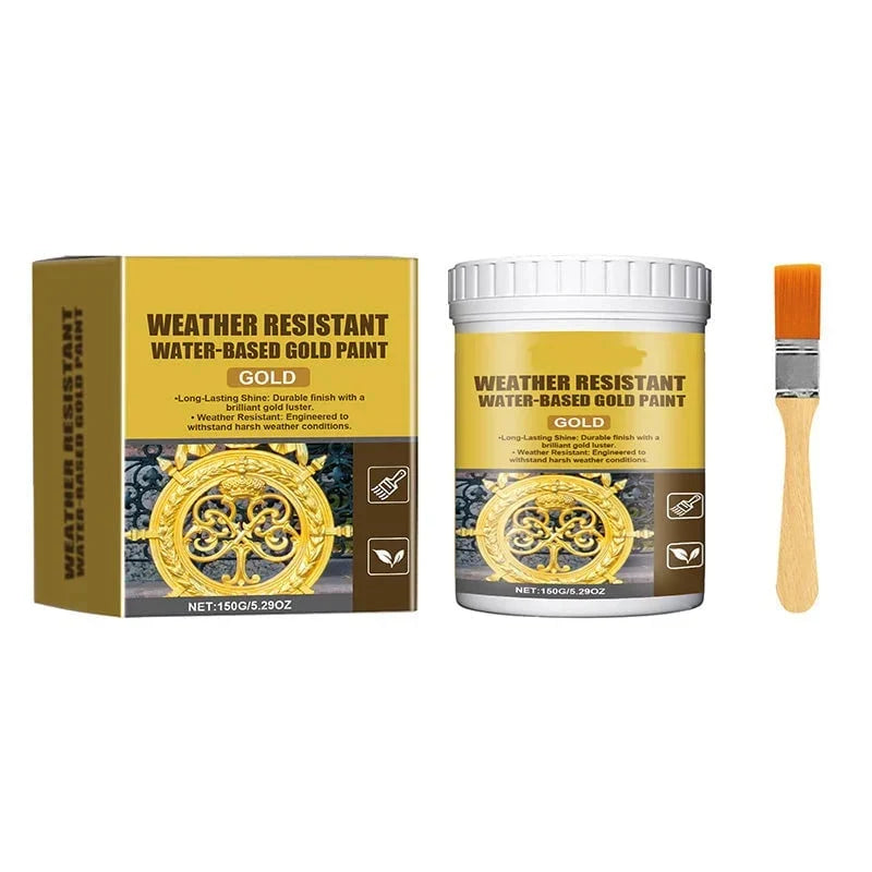 Weather-Resistant Water-Based Gold Paint for Indoor-Outdoor Details