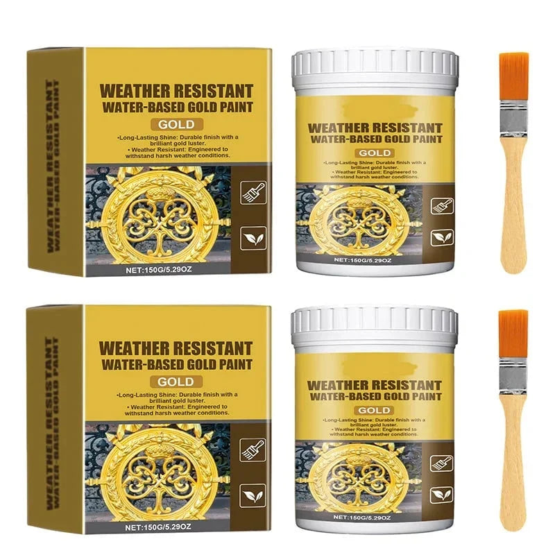 Weather-Resistant Water-Based Gold Paint for Indoor-Outdoor Details